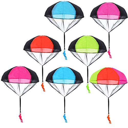 Huihui Decoration 7 Pieces Parachute Toys,Tangle Free Parachute Men Throwing Hand Throw Soldiers Toss It Up and Watching Landing Outdoor Parachute for Kids