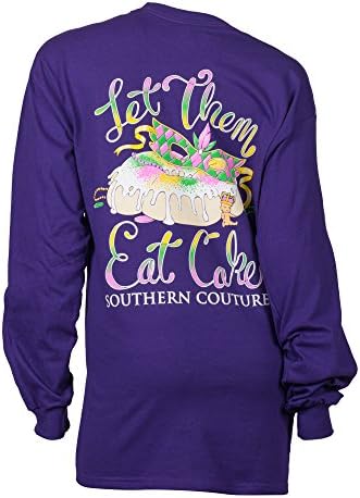Southern Couture SC Classic Let Them Eat Cake on Long Sleeve Classic Fit Adult T-Shirt - Purple, Medium