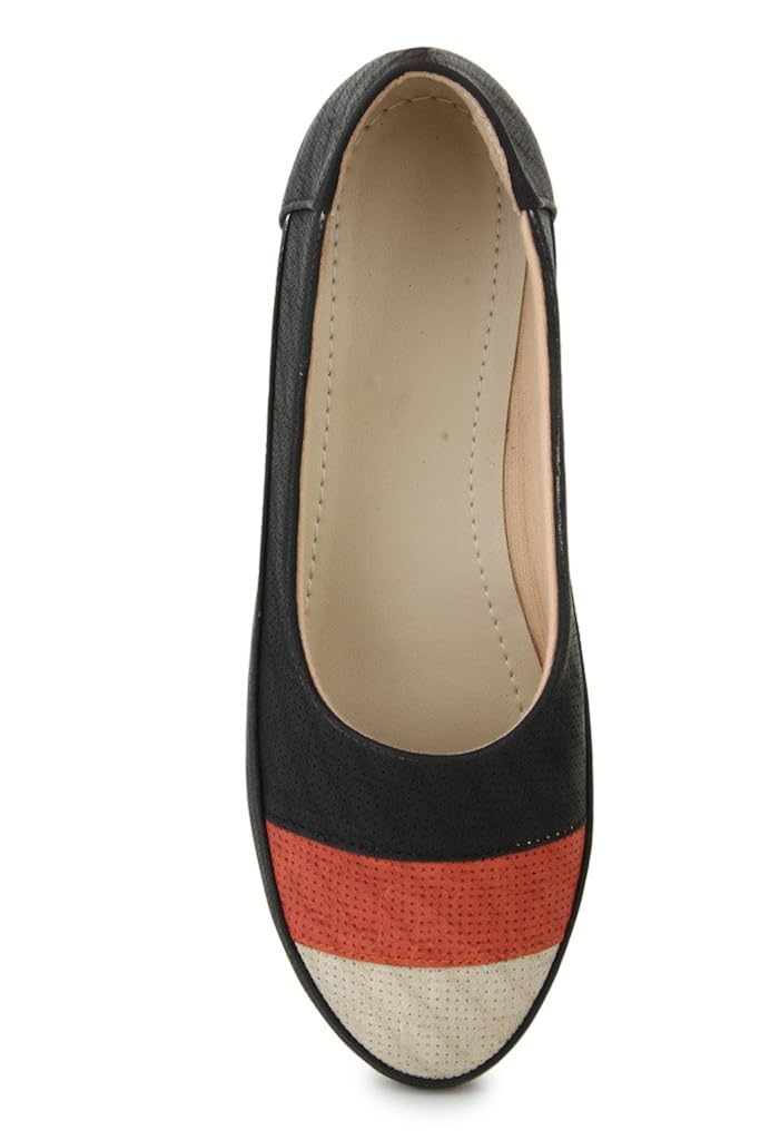 shezone synthetic leather black women flats bellies