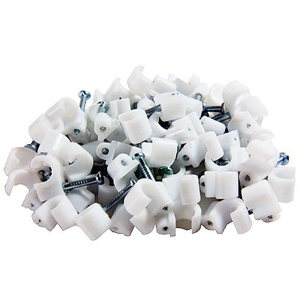 Merriway BH06556 (200 Pcs) Workshop Assortment of Round Cable Clips - Pack of 200 Pieces