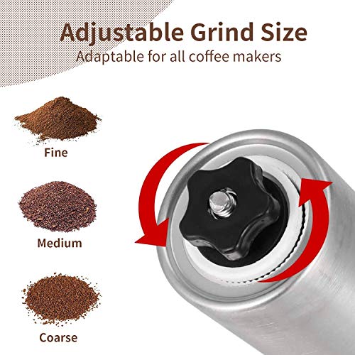 ATUIO - Manuelle Kaffeemühle, Manuelle Rostfreie Espresso Mühle, Edelstahlbohnenmühle, Verstellbarer Konischer… – Bild 5