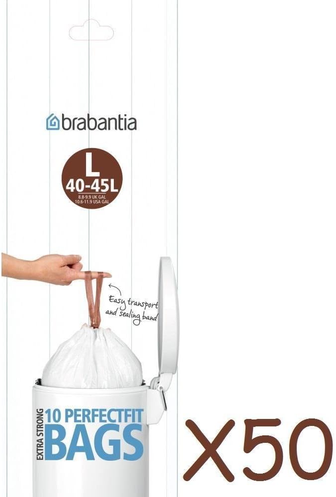 50x WHITE BRABANTIA BIN LINERS TYPE L LINER BAG BAGS 45L 45 LITRE