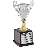 Crown Awards 18 &frac12;&rdquo; Personalized Silver Accolade Perpetual Trophy Cup, Custom Engraved Annual Champion Award with Winner Name Plates &ndash; Prime