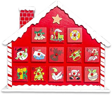 Viesky Christmas Wooden House Countdown Advent Calendar 24 Drawers Candy Gift Holder