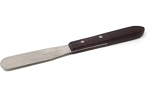 Stainless Steel Lab Spatula, Multipurpose Sampling Scraper, Wood Handle, Polished Blade, 7" Long