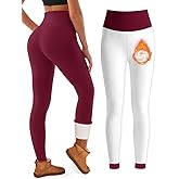 Bluemaple Fleece Lined Leggings Women High Waisted Tummy Control Thermal Warm Workout Hiking Yoga Pants for Cold Winter