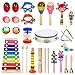 AILUKI Toddler Musical Instruments,24PCS 17 Types Wooden Percussion Instruments Tambourine Xylophone for Kids Preschool Education,Early Learning Musical Toy for Boys and Girls with Storage Backpack
