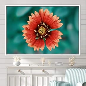 signwin Framed Canvas Wall Art Red Flower Portrait...