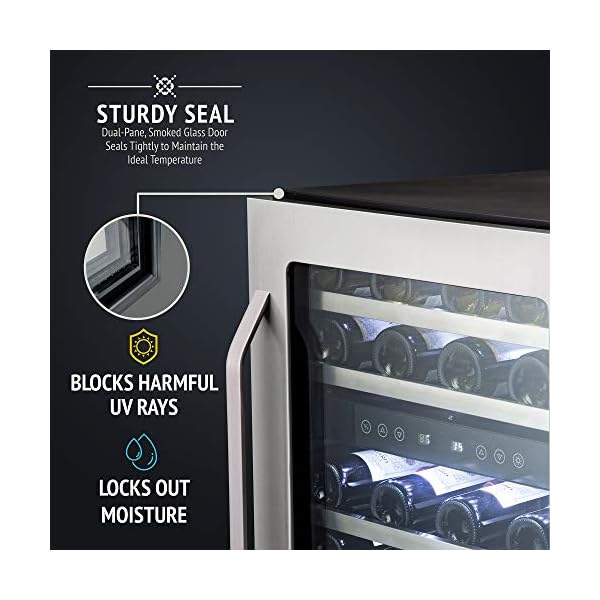 Ivation-46-Bottle-Dual-Zone-24-Built-In-Compressor-Wine-CoolerCellar-Undercounter-Wine-Fridge-Temperature-Control-40-50F50-66F-Refrigerator-Quiet-Operation-LED-Light-Glass-Stainless-Steel