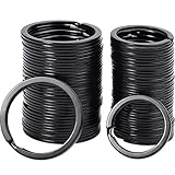 Sumind 40 Pieces Flat Key Rings Metal Split Rings Keyrings Keychain Ring for Car Home Keys Attachment, 1 and 1.25 Inch, Black
