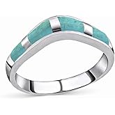 SHOP LC DELIVERING JOY Turquoise Rings for Women in 925 Sterling Silver - Band Boho Cute Turquoise Jewelry for Women - Santa Fe Style Promise Rings for Her - Anniversary Engagement Gifts for Womens