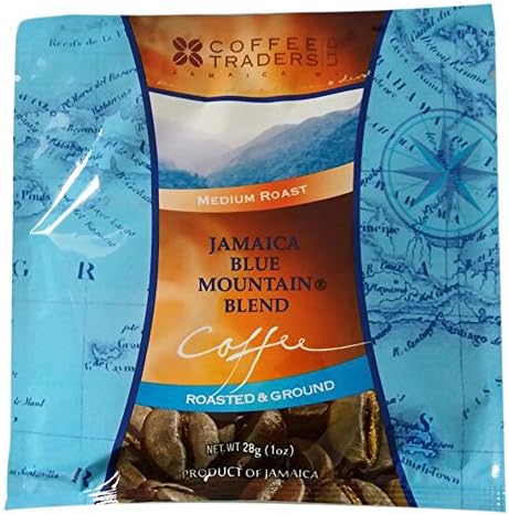 Jamaica Blue Mountain Blend Coffee - Roasted and Ground - 1 oz Sachet - 3 Packs