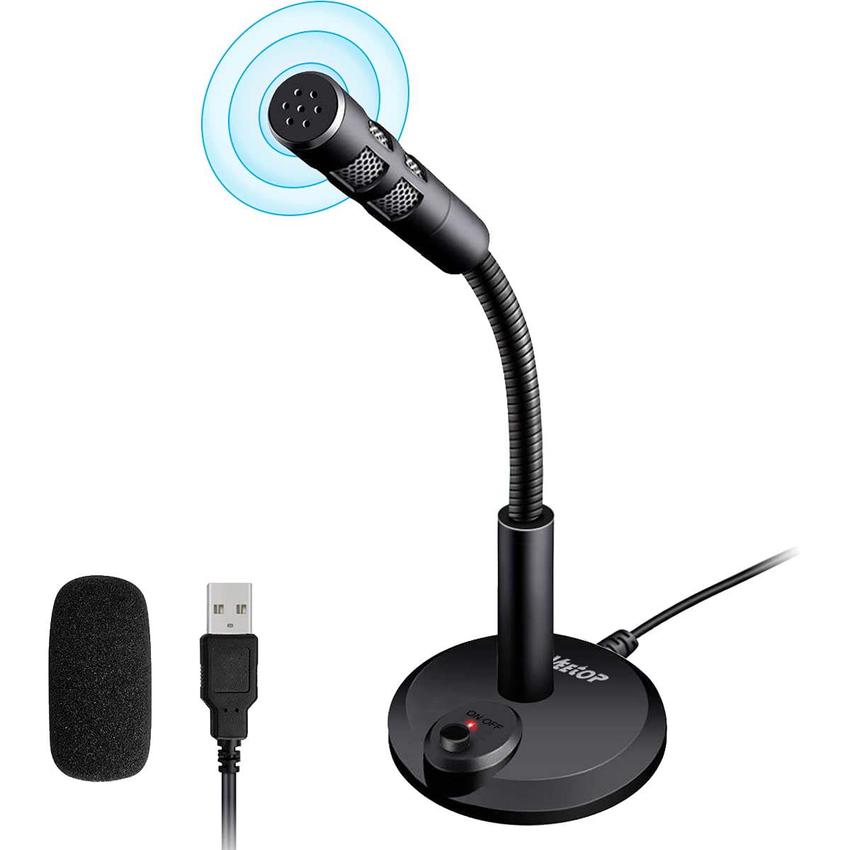 Veetop USB Microphone - Omnidirectional PC Mic for Conferencing, Gaming, Chat & Podcasting - Compatible with Laptop, Mac, PS4, Windows & Linux