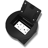 KYHSHJ Recessed Circular Floor Socket Kit with2* 20 Amp Stainless Steel GFCI Tamper Receptacle Outlet,Corrosive Resistant Hardware,Black