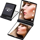 Miss Sweet Led Lighted Compact Pocket Mirror for Beauty Makeup (Black)