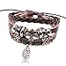 Kingbell X'mas Gift Fashion Charm Adjustable Handcraft Dangling Jesus Fish Cowhide Leather Bracelet