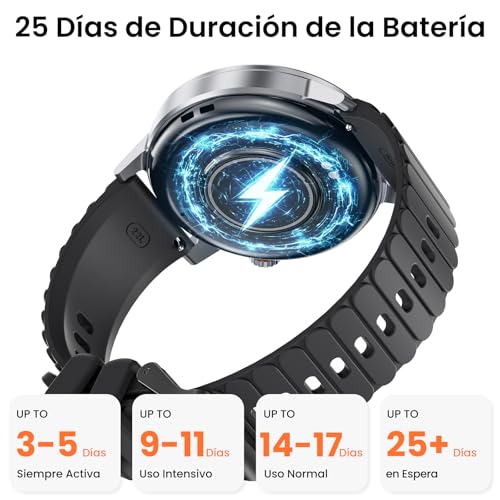 KOSPET ORB Reloj Inteligente Hombre y Mujer, Ultraligero Bluetooth Llamadas, Pantalla AMOLED 25 Días de Batería, Monitor de Frecuencia Cardíaca/Sueño/SpO2 Smartwatch Redondo IP68, 175 Modos Deportivos
