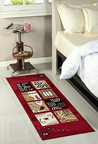 JAI DURGA HOME FURNISHING Wool Jute Bedside Runner (20x60-inch, Maroon)