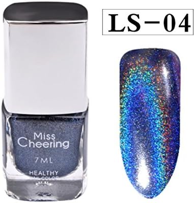 Quartly 7MLNail Polish New Glitter Effect Diamond Laser Nail Polish Pretty Holographic Holo Glitter Gel Nail Polish No Polish Foil Nails Art Holographic (D)