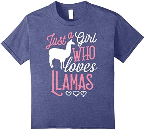 Kids Llama Shirt Just a Girl Loves Llamas Funny Gift T-Shirt 8 Heather Blue
