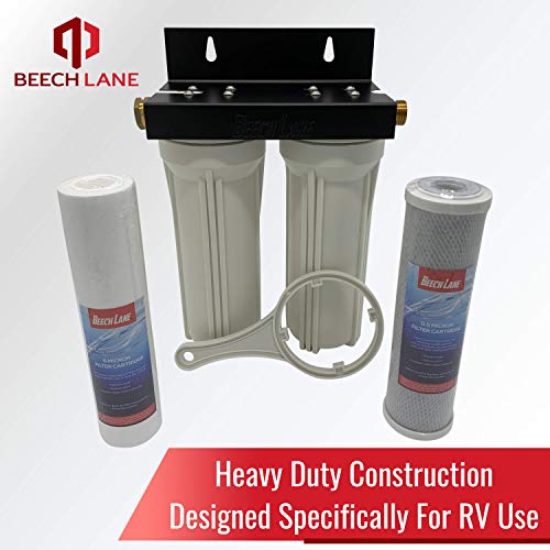 Beech Lane External RV Dual Water Filter System, LeakFree Brass