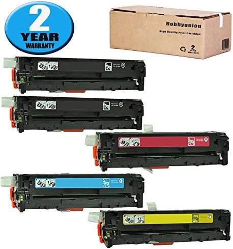131A CF210A CF211A CF212A CF213A Toner Cartridge Compatible for LaserJet Pro 200 Color M251NW M251; MFP M276NW M276N by Hobbyunion (5 Pack, 2Black, Cyan, Yellow, Magenta)