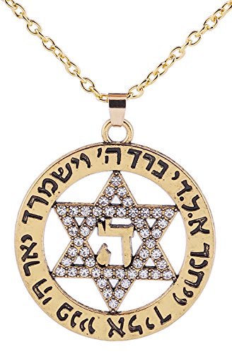 Judaism star of david pendant with "hay" neck…