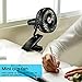 LingsFire Rechargeable Battery Clip on Fan Mini Desk Fan Clip and Table Fan Handheld Outdoor Fans Personal Fans Adjustable Head, 3 Speeds - USB or Battery Powered (Black)