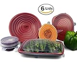 Walfos Silicone Stretch Lids Covers (Multi Size 6 pack) - Reusable, Durable, Expandable Food Seal Wrap For Various Sizes Shapes of Bowl, Cup, Pot, Pan, Jar, Can, Container