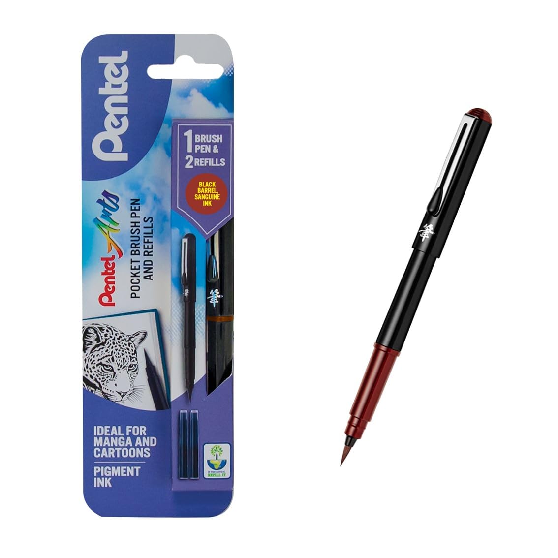 Pentel Pocket Brush with Refills - Sanguine
