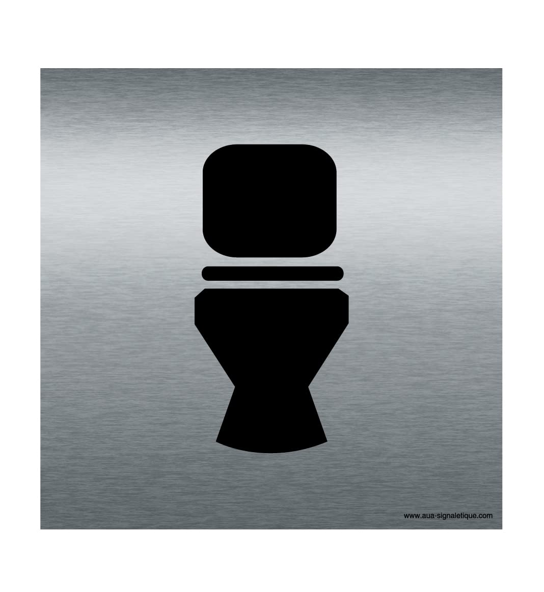 AUA SIGNALETIQUE - Plaque Aluminium Brossé Cuvette WC - 130x130 mm