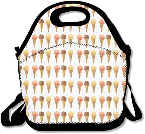 DASENCO Strawberry Icecream 100% Polyester Zipper Portable Lunch Picnic Handbag Bag Waterproof Insulated Food Container School Office Travel Outdoor Work Lunch Bag Tote