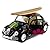 Set of 4: 5" Classic Volkswagen Beetle with Decal and Surfboard 1:32 Scale (Black/Blue/Red/Yellow)
