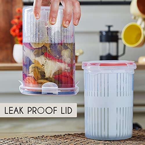 Crystalia Pickle Jar with Strainer Insert, Deli Food Storage Container