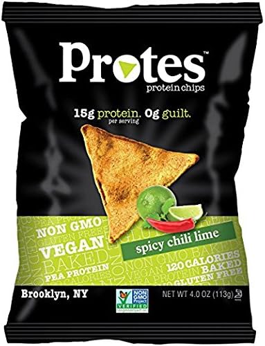 PROTES Vegan Baked Protein Chips | 15G of Protein, 120 Calories &amp; Made with Pea Protein | NON GMO &amp; Gluten Free | 1 Bag (4 oz.) | (Spicy Chili Lime)