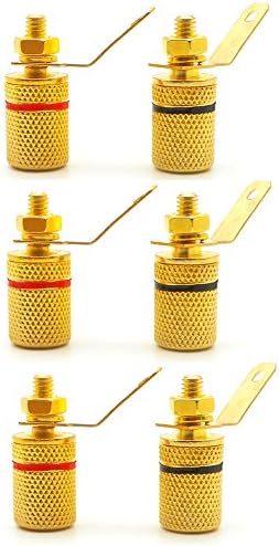Eightnoo Gold Plated 4mm Banana Binding Post, Speaker Terminal Binding Post Banana Plug Socket Connector for In Wall Plate,Pack of 6