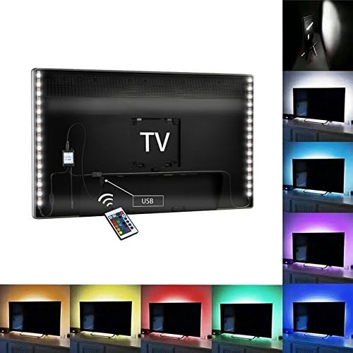 TV Backlight, Angozo Bias Lighting for HDTV, 2 RGB LED Strip USB Powered Home Theater Accent lighting Kit With Remote Control (Reduce eye fatigue and increase image clarity)