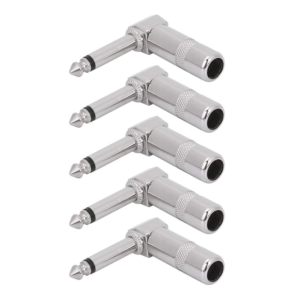 VGEBY 5pcs 90 Degree Right Angle Plug, 90 Degree 6.35mm Plug Guitar Audio Jack Connector Microphone Cable Terminal Audio Equipment