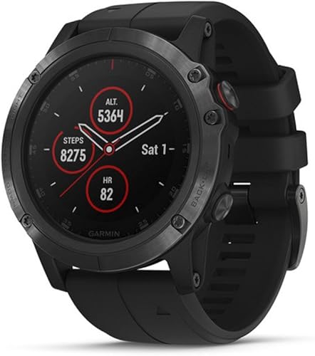 Garmin Fēnix 5X Plus, Ultimate Multisport GPS Smartwatch, Features Color Topo Maps And Pulse Ox, Heart Rate Monitoring, Music and Pay, Black with Black Band