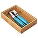mDesign Pack of 2 Functional Drawer Organiser — Elegant Bamboo Kitchen Drawer Divider for Cutlery, Silverware, Utensils – Convenient Drawer Separator – Light Brown