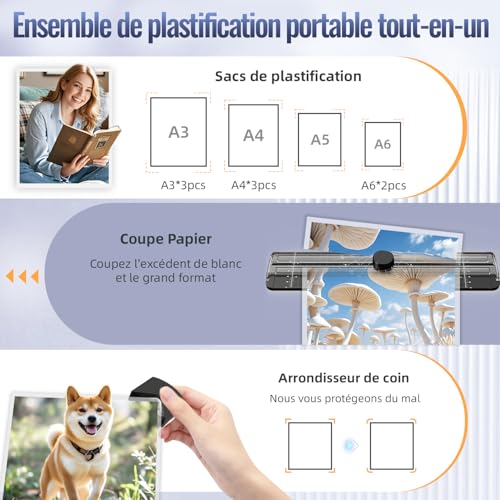 MAXDONE A3 Laminator, Thermal and Cold Laminator A3 A4 A5 A6 Laminating Pouches for Corner Rounder Paper Cutter 1-2 min Quick Preheat & No Bubbles