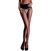 ZCGFKANYU Women's Oil Shiny Pantyhose 3 Denier Ultra-Thin Sheer Tights Detachable Pearl Strap Gloss Pantyhose