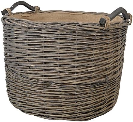 Oval Extra Large Grey Storage Log Basket W59 x D52 x H45cm / Toy Box/Wicker Bin/Gift Basket