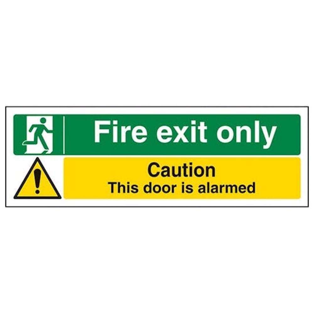 V Safety Eco Friendly Fire Exit - Fire Exit Only/Door Alarmed - 450 X 150mm
