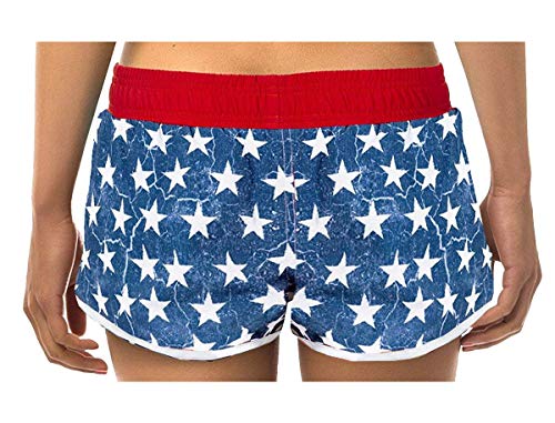 For G and PL Women's American Flag 4th July Casual Tankini Swim Board Shorts Briefs Bottom Patriotic L