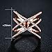 SHINCO Double Cross CZ Paved 18k Rose Gold Plated Trendy Party Rings Wide Band for Women Girls, Size 8