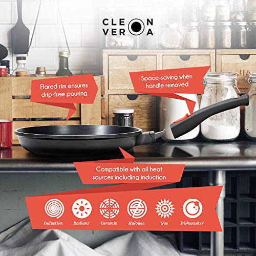 Cleverona Essential Nonstick 10.25 Inch Fry Pan with SecureSnap Detachable Handle and Large Clever Lid - Dark Grey - Thumbnail 2