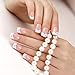 ArtPlus Preglued 24pcs Symmetrical Crossing White French Manicure with Silver Line Elegant 58041 False Nails Medium with Adhesive Press on Fake Nails