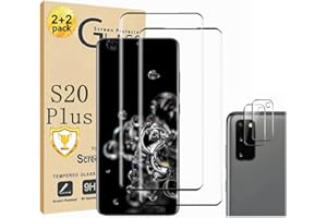 Micger Galaxy S20 Plus Screen Protector, 2 Pack Tempered Glass Screen Protector【2+2 Pack】2 Pack Camera Lens Protector, Compatible Fingerprint, 3D Glass 9H Hardness Tempered Glass Screen Protector for Samsung Galaxy S20 Plus 5G