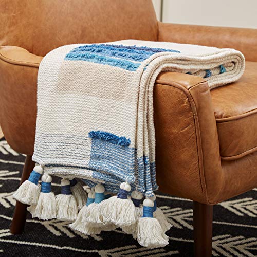 Rivet Modern Hand-Woven Stripe Fringe Throw Blanket, Soft ...